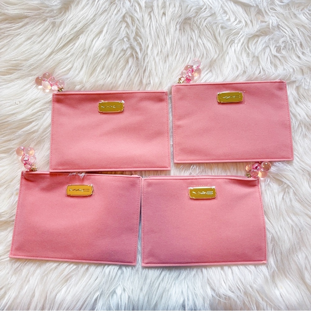 4x MAC Limited Edition Pink Fabric Cosmetic Makeup Bag Travel Pouch